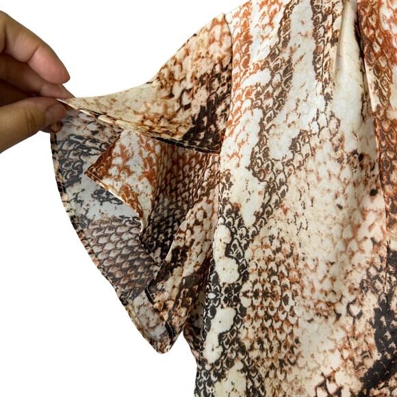 Calvin‎ Klein Womens Petites Multicolor Blouse Size PM Snakeskin Short Sleeve - Picture 3 of 11